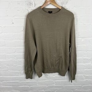 Jeff Men's Crew Neck Pullover Knitted Sweater Long Sleeve Olive Green Size L